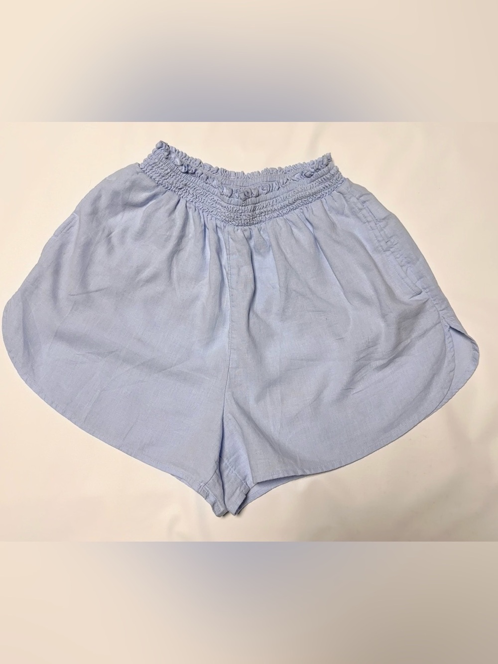 aerie Light Blue Elastic-Waist Bermuda Shorts
